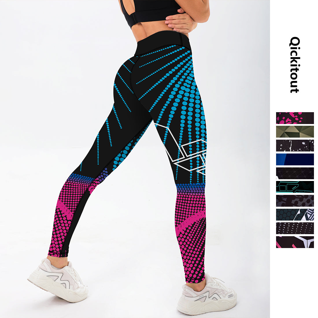 Qickitout 12%spandex High Waist Elasticity Women Digital Printed Leggings