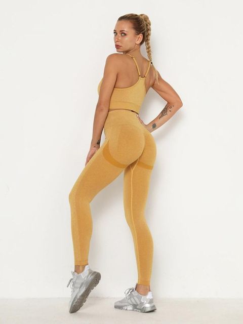 Women Tracksuit Breathable Bra Long Sleeve Top, High Waist Push Up Leggings