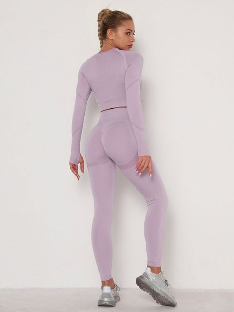 Women Tracksuit Breathable Bra Long Sleeve Top, High Waist Push Up Leggings